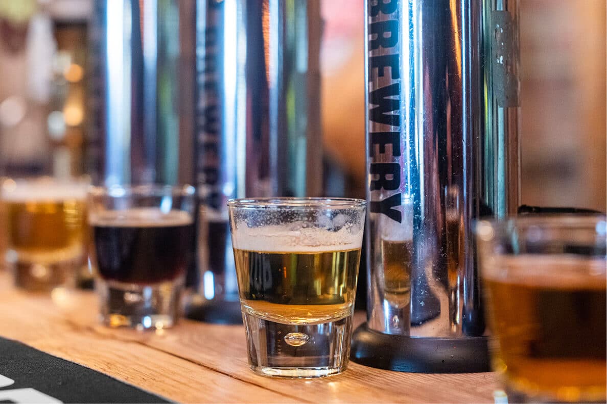 Tasting beers at the Wold Top Brewery