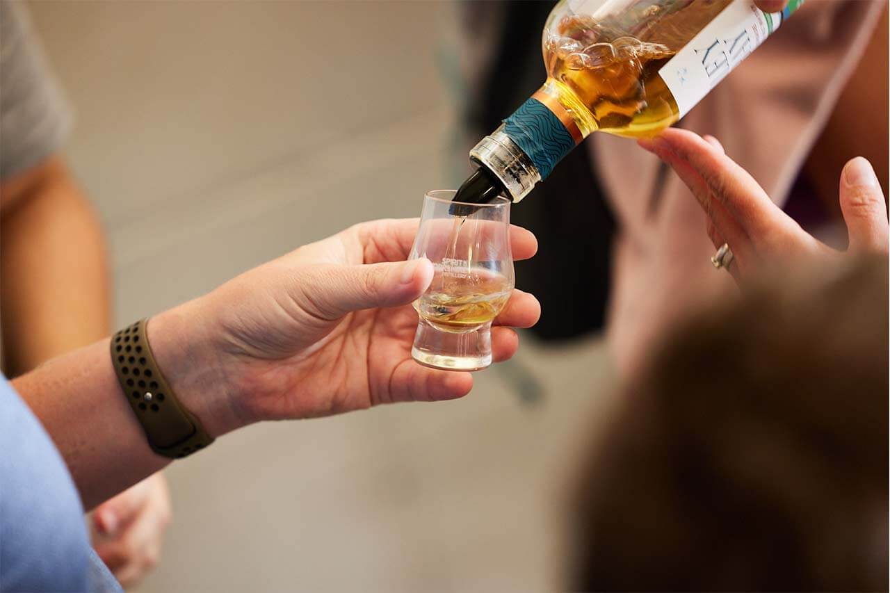 Trying a dram at the distillery Open Day