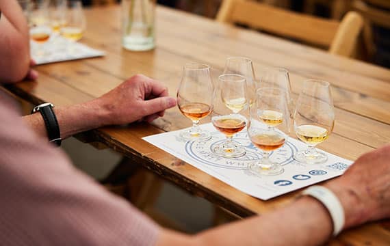 Drams laid out for the Spirit of Yorkshire Distillery Open Day